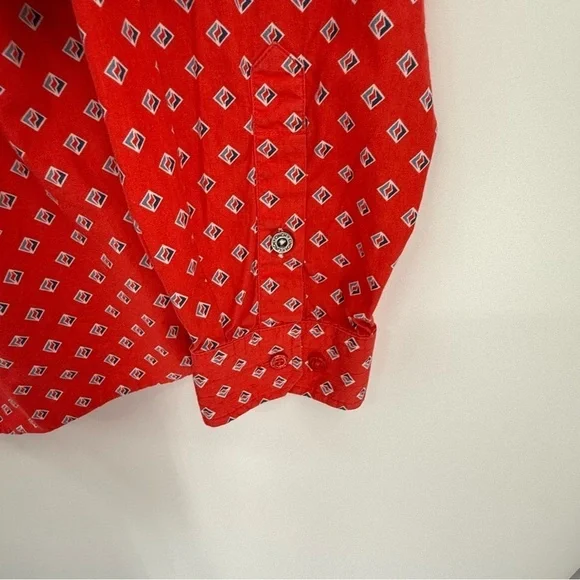 Cinch Red Geo Print Rodeo Western Button Front Shirt Mens Size XL Long Sleeves - Picture 6 of 9